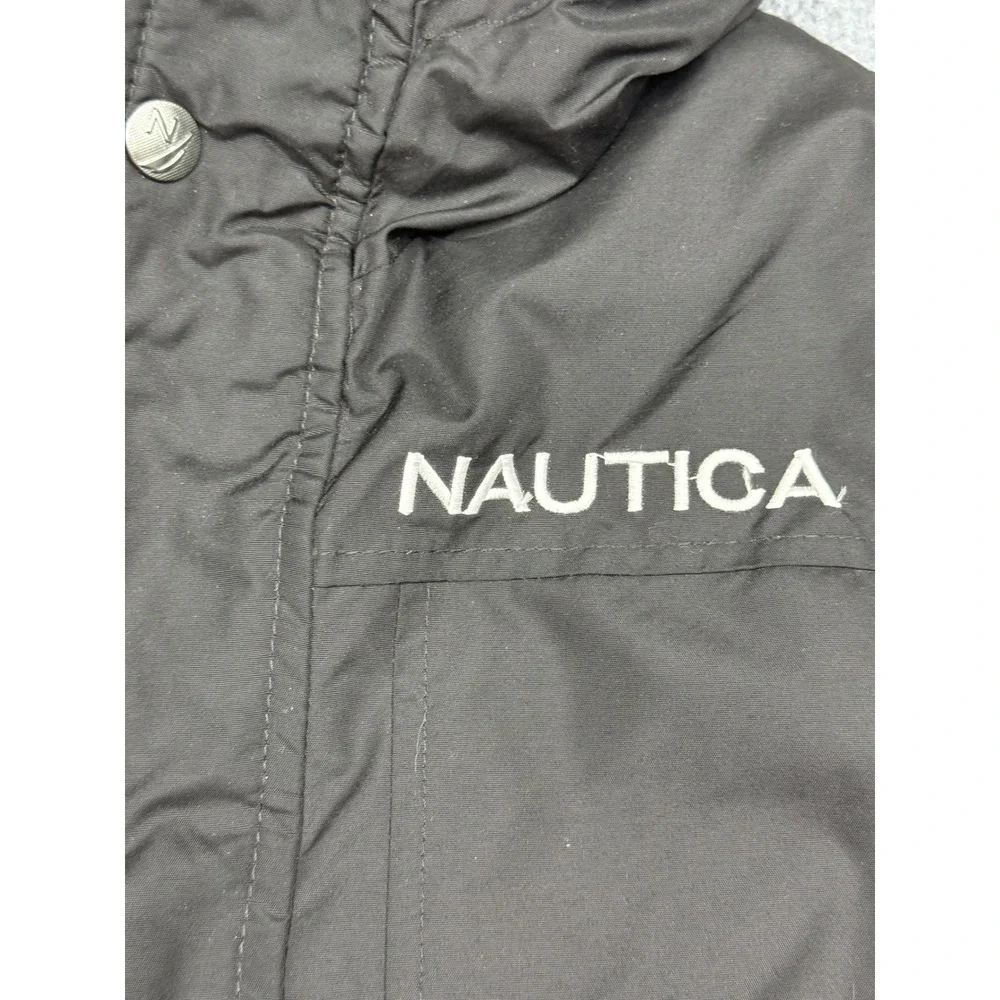 Nautica Kids Black Hooded Winter Parka Jacket Fleece Lined Size M 10/12 1983 USA